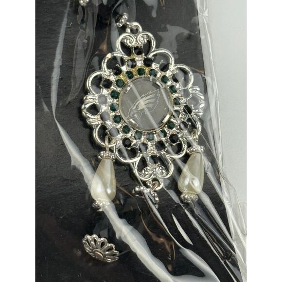 NFL Womens Baroque Team Earring & Necklace Set Philadelphia Eagles Silver One Sz - Picture 4 of 5